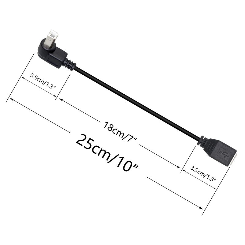 SinLoon USB 2.0 Type-B Printer Cable, 2-Pack USB 2.0 B Female to Type-B Male (90 Degree UP + Down Right Angle) Printer Short Extension Cable for Scanner, Mobile HDD and More (UP-Down) - Image 2